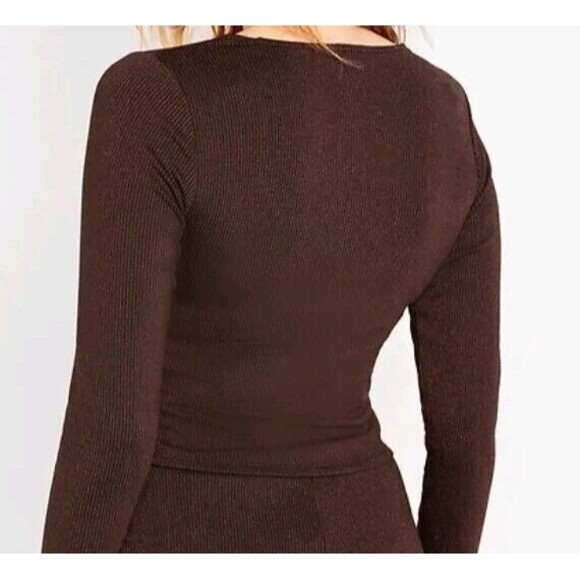 NWT Women's Old Navy Fitted Brown Shine Top Size 2X (20-22)Blouse Sparkle N5 - Picture 3 of 7